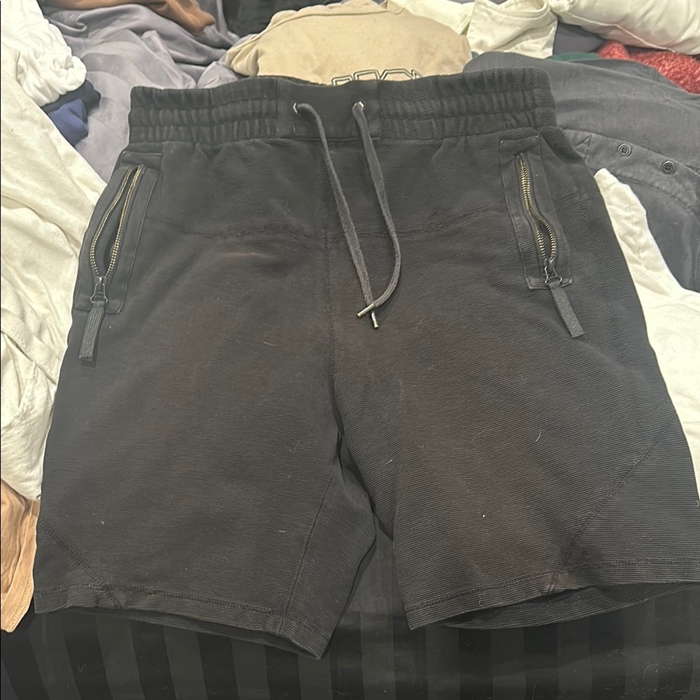Helmut lang Black Drawstring Shorts with Zipper Pockets